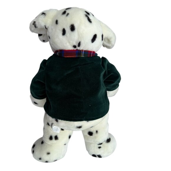 1996 Commonwealth Plush stuffed Dalmatian Xmas dog w/ green coat & red bow tie - Picture 2 of 16